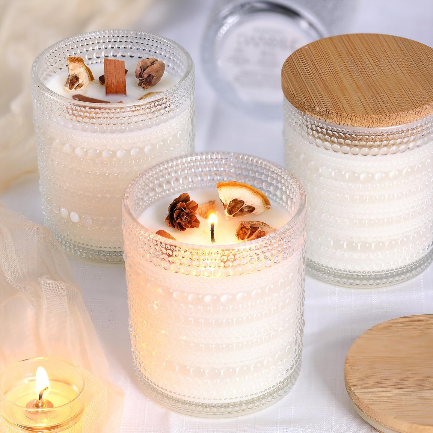 DARJEN 12 Pack Clear Candle Jars for Making Candles- 8 OZ Empty Glass Candle Making Jars with Bamboo Lids and Labels, Candle Making Supplies Candle Containers for Home DIY
