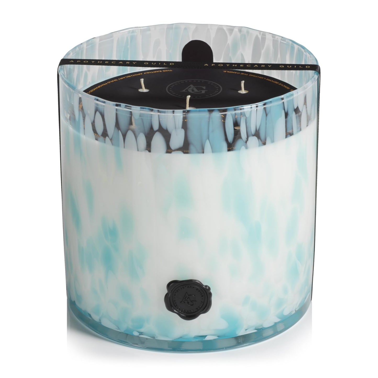 Zodax Apothecary Guild Apothecary Guild Opal Glass Five-Wick Candle Jar 8 in x8 in 250 Hours Burn Time Aqua Blue Sunset Beach
