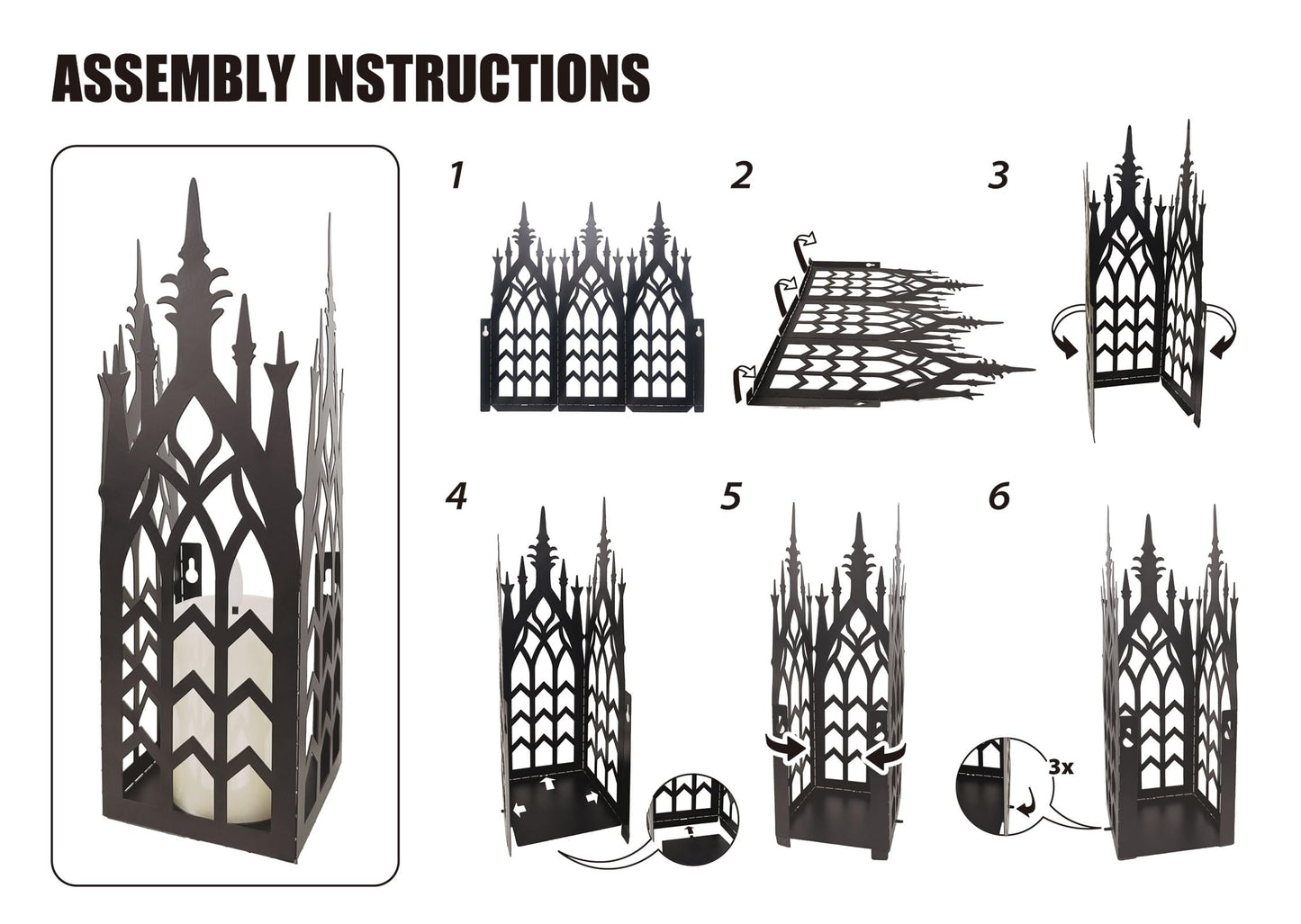 AIM & GGKK Wall Candle Sconce Holder,Set of 2 Gothic Cathedral Wall Sconce with Window Design,Black Metal Wall Mount Candle Holder for Living Room, Dining Room,Rustic Farmhouse Decorations