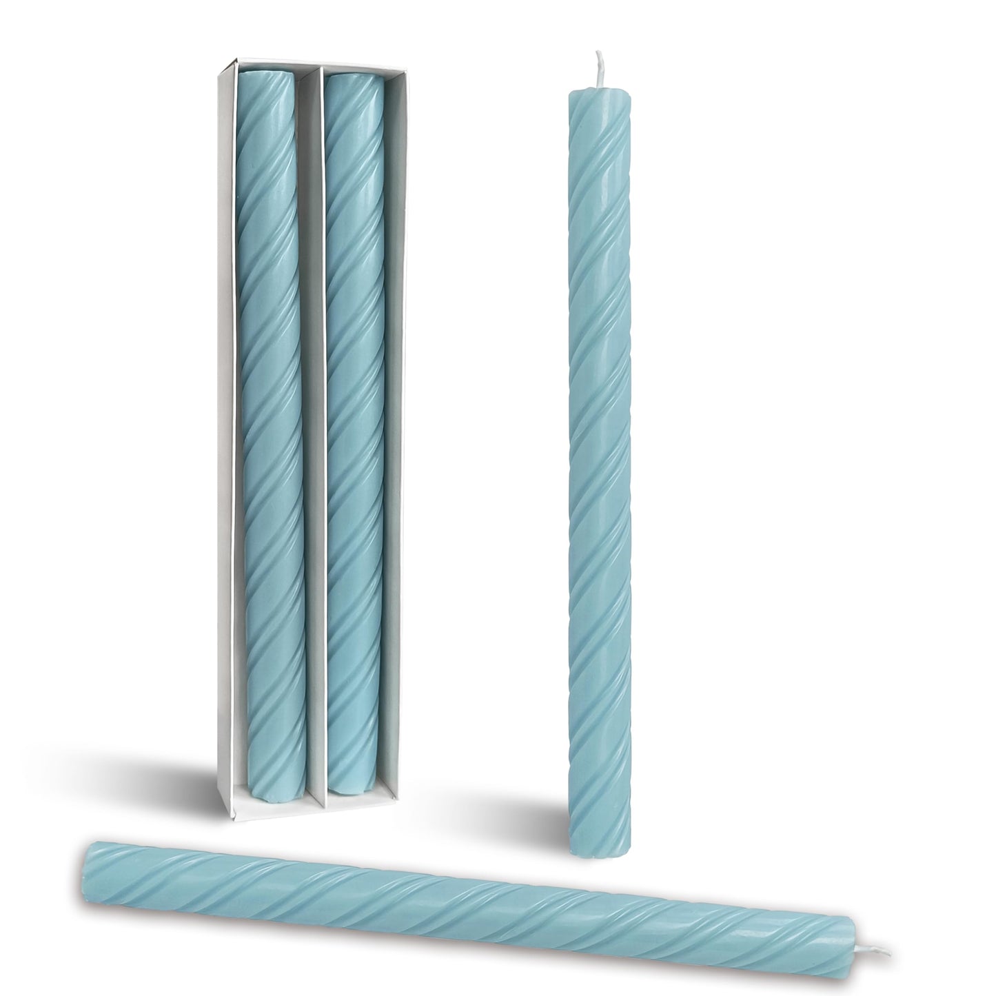 Dripless Twisted Taper Candles Blue Unscented Tall Candlesticks 10 Inch Smokeless Long Lasting Burn Candles Dinner Candle Sticks for Party Art Home Decor 2 Pcs
