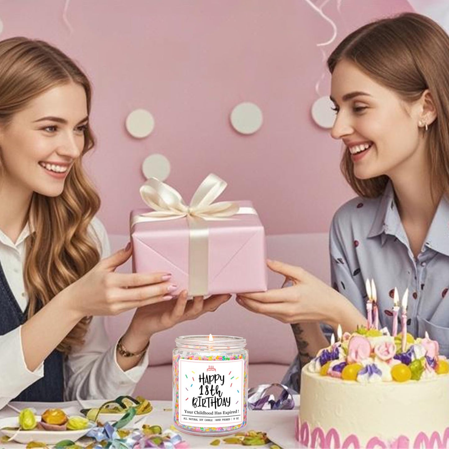Homsolver 18th Birthday Gifts for Girls Boys, Vanilla Scent Ideas 18th Birthday Candles for Sister, Daughter, Best Friends, Handmade Aromatherapy with 50+ Hour Burn Time, Funny Birthday Decorations
