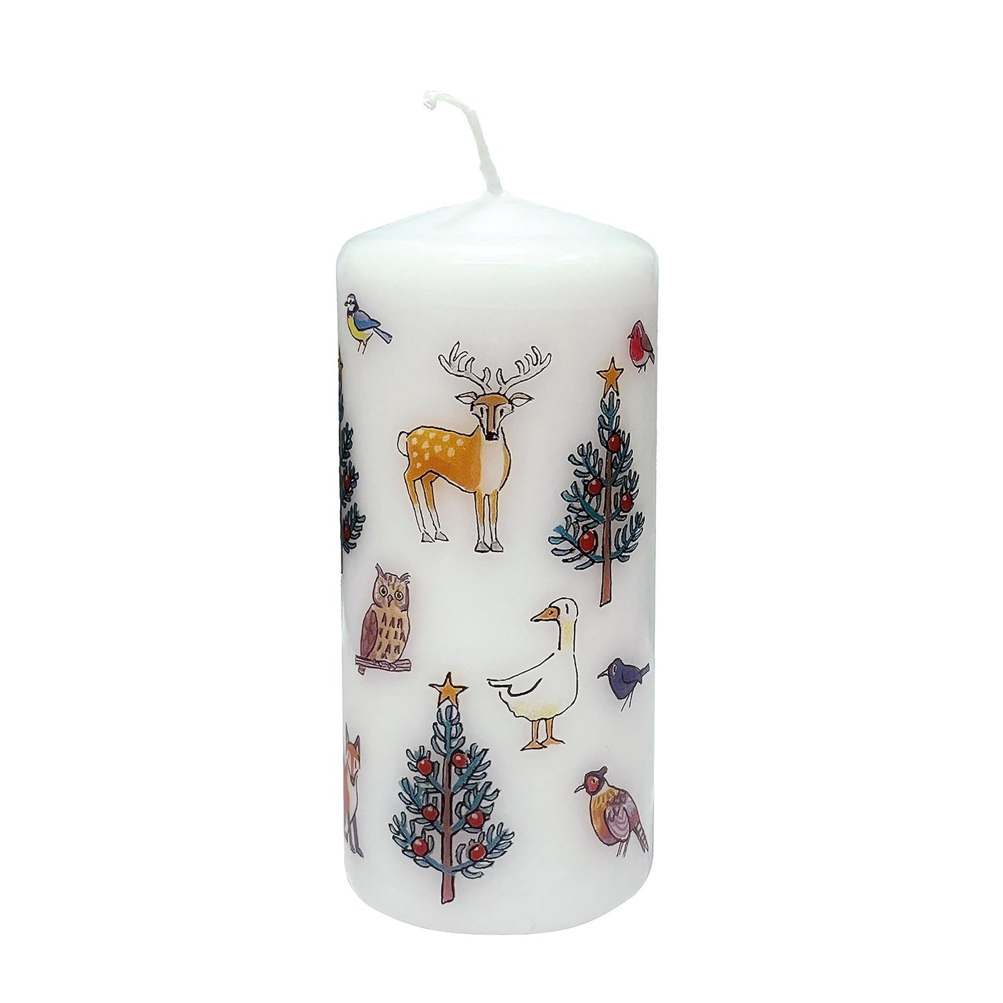 Alison Gardiner Winter Wildlife Mini Pillar Candle – Unscented Wax Christmas Candle, 40hr Burn, Handmade in UK – Perfect for Adding Warmth to Table Displays & Holiday Décor