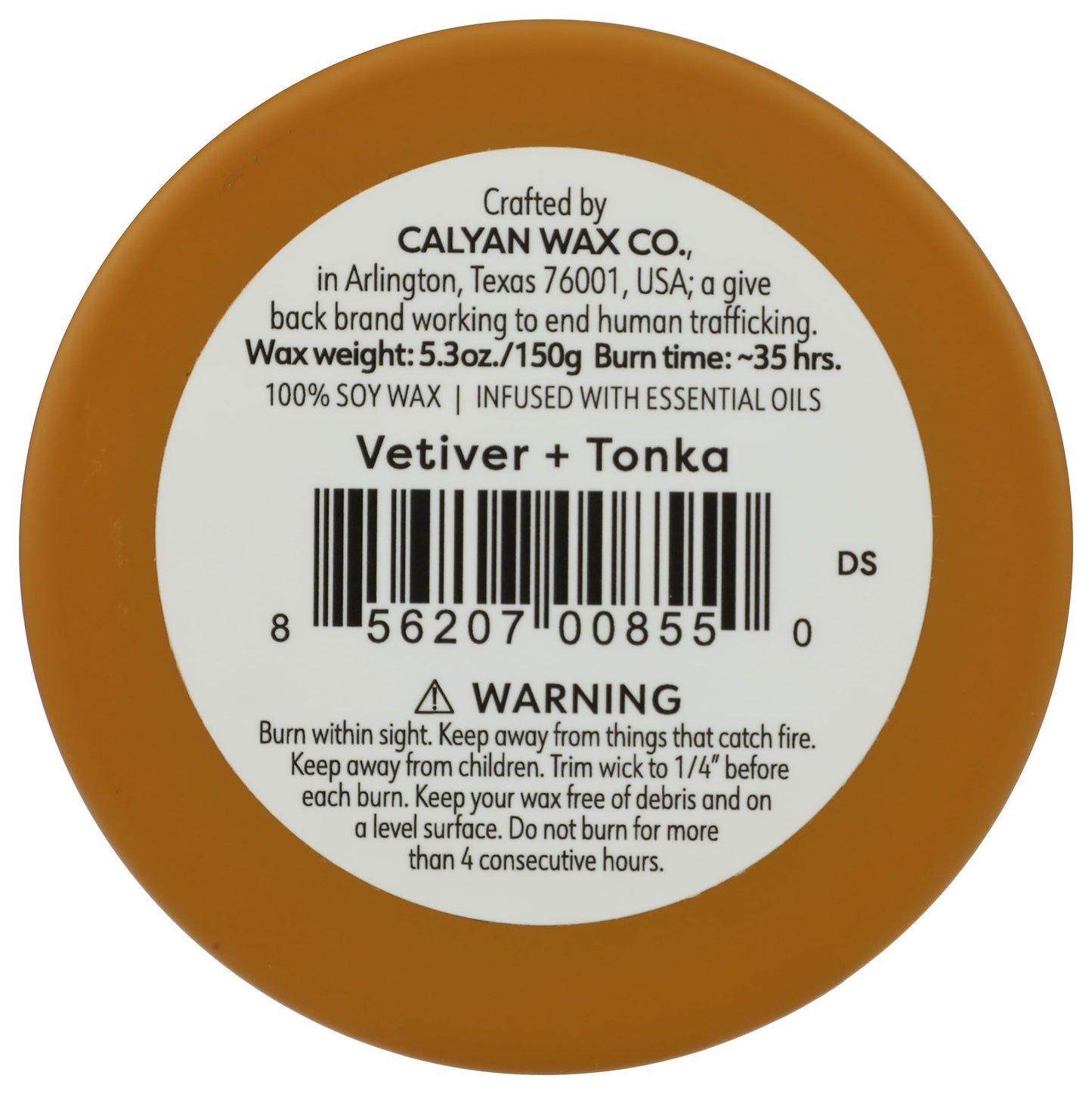 Calyan Wax Co., Candle Matte Gold Vetiver Tonka 5.3 Ounce