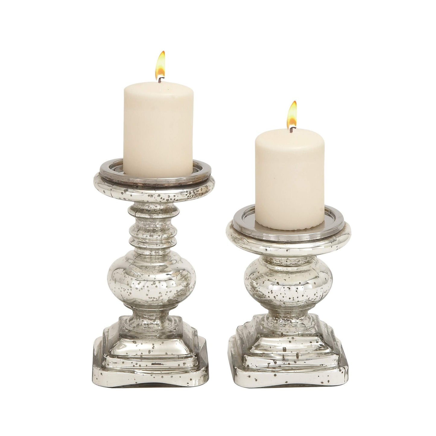 Silver-Colored Glass Candle Holders Silver Farmhouse