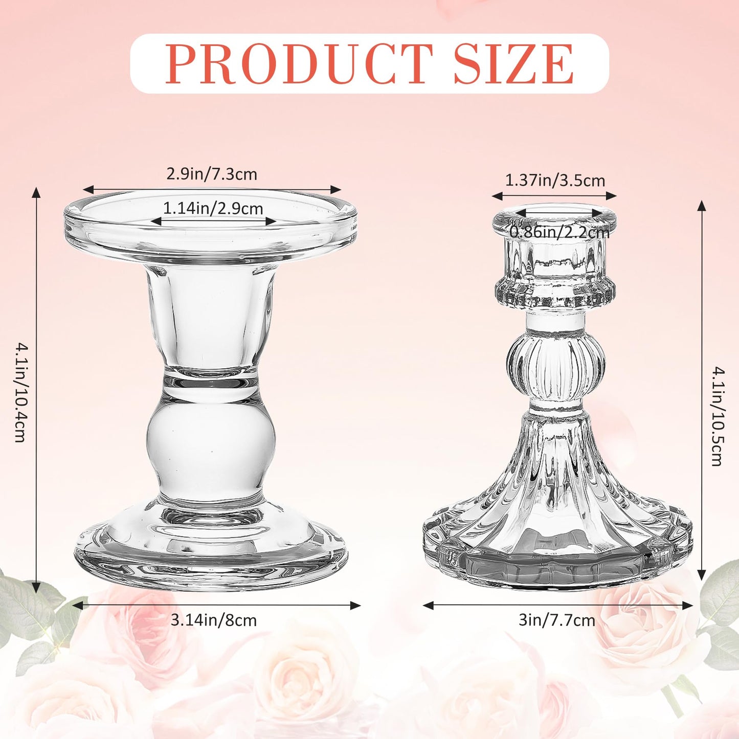 Unity Candle Holder - Glass Candle Holders for Pillar Candles Taper Candles, Glass Candlestick Holders Set of 3, Decorative Clear Glass Candlestick Holder for Wedding Table Dinning Church Centerpiece
