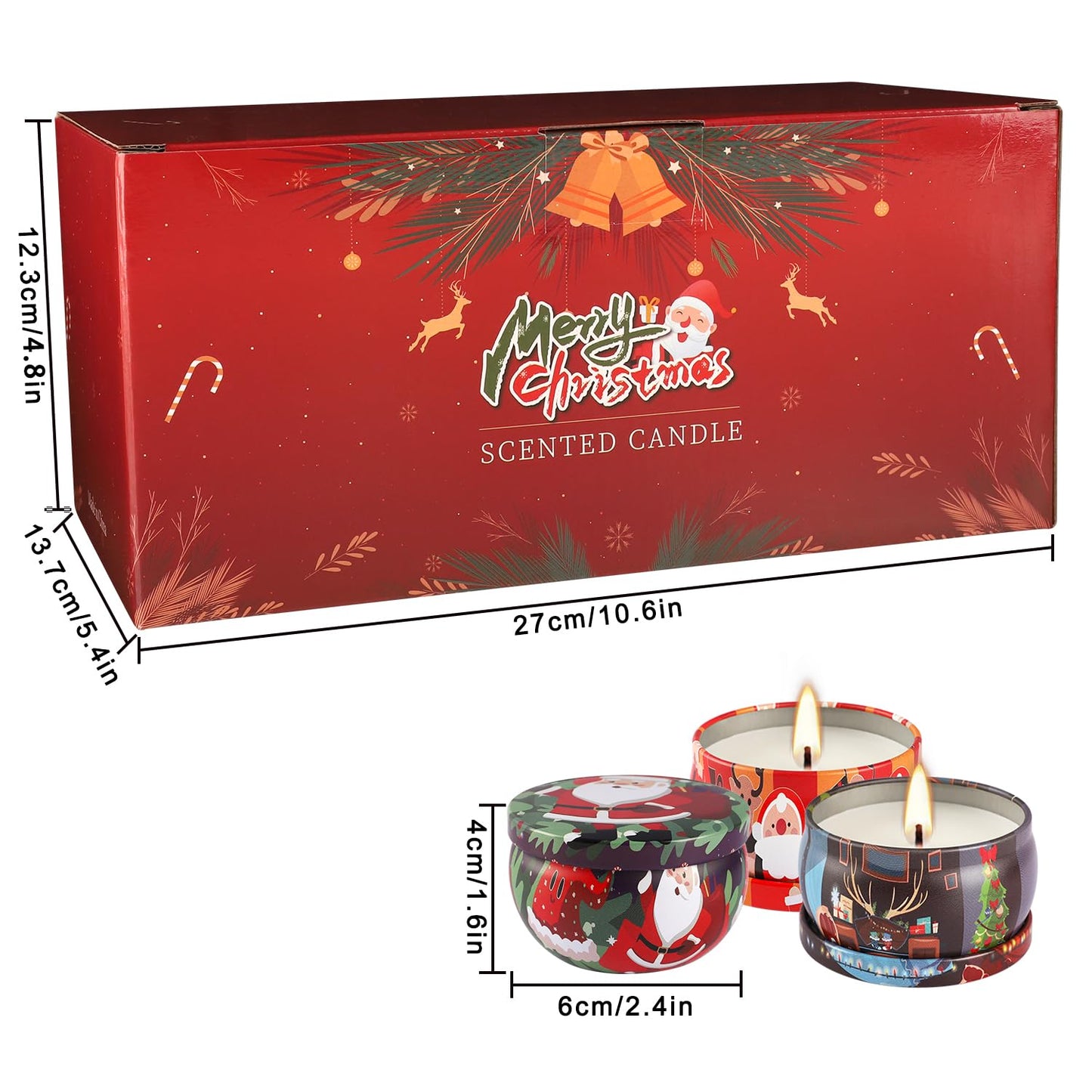 Wfmolcand 24 Packs Christmas Scented Candles Gift- Aromatherapy Candle-2.5oz Soy Wax-Long Lasting Burn time, Advent,Christmas Thanksgiving Gifts, Home Decor.