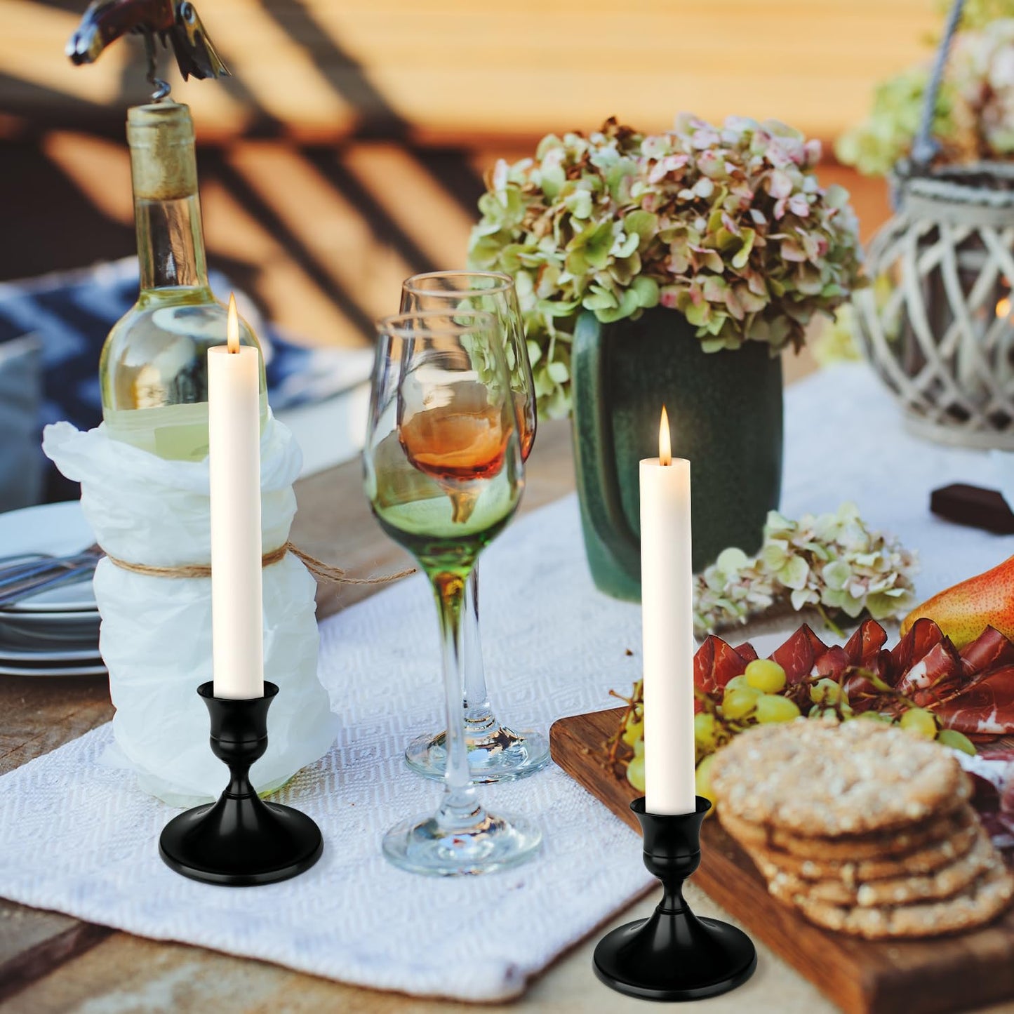 Black Candle Holder Taper Candle Holders, Set of 6 Candlestick Holders Decor for Home Decor, Metal Taper Candleholder for Fall Thanksgiving Halloween Christmas Table Fireplace Decor