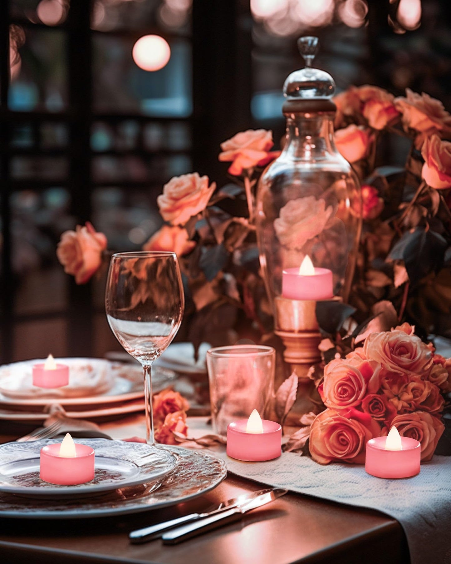 BEICHI Flameless Candles, 24-Pack LED Tea Lights Candles Battery Operated, Electric Fake Tealight Candle, Votive Candle Bulk for Wedding, Party, Home Decor (Pink Candles)