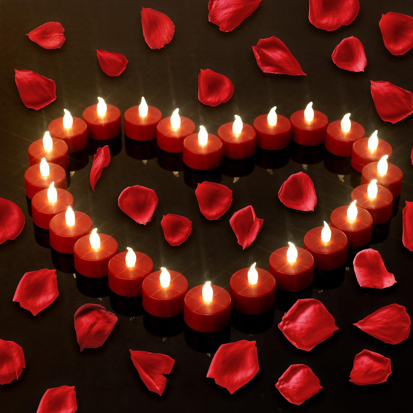 Hanzim LED Tea Lights Candles- 24PACK Red Flameless Candles Realistic and Bright Flickering Long Lasting 200Hours for Holiday Celebration,Party, Home Decoration,Battery Operated