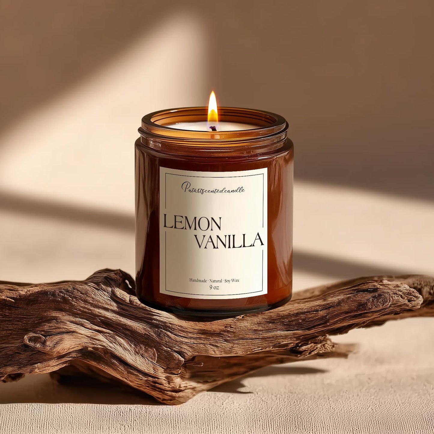 Putart Lemon Vanilla Scented Candle for Home, Natural Soy Wax Aromatherapy Non Toxic Candle Gifts for Women & Men, Handmade Highly Scented & Long Lasting Jar Candle for Stress Relief (9oz)