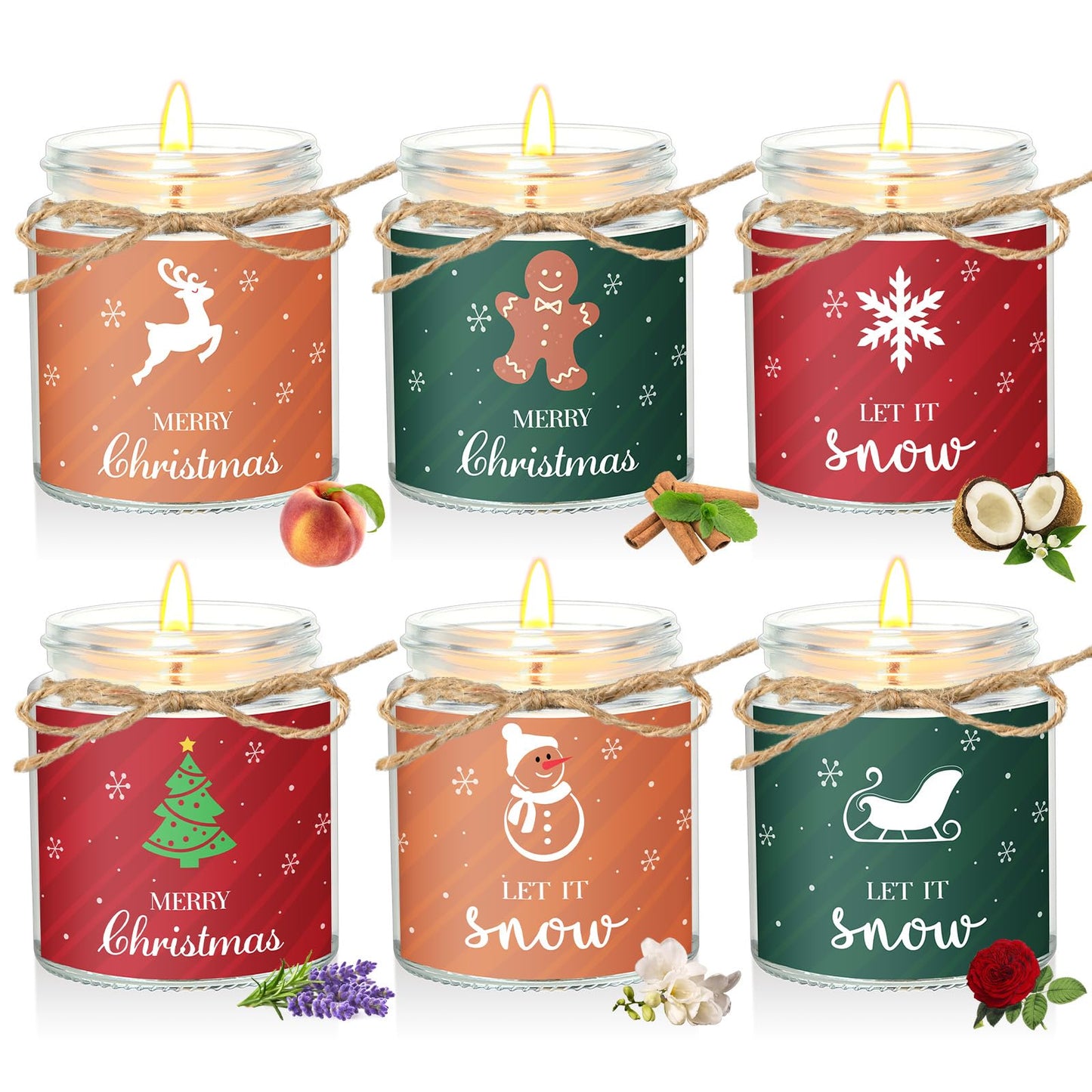 MTLEE 6 Pcs Christmas Candles Gifts Bulk Scented Candle Jars for Coworkers Women Aromatherapy Candles for Home Xmas Birthday Gifts Yoga(Bright Style)
