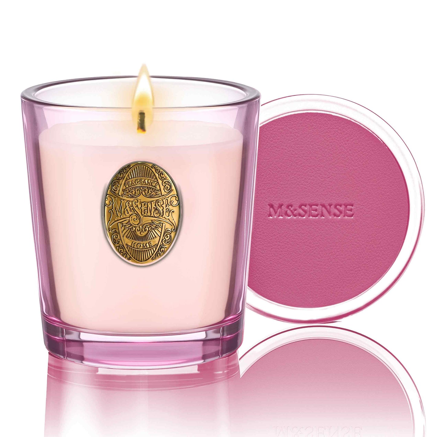M&SENSE Natural Soy Candle | Jasmine & Pink | 9.2 oz, 50H Burn Time | Candle Gift for Her | Scented Candle for Mothers Day Gifts