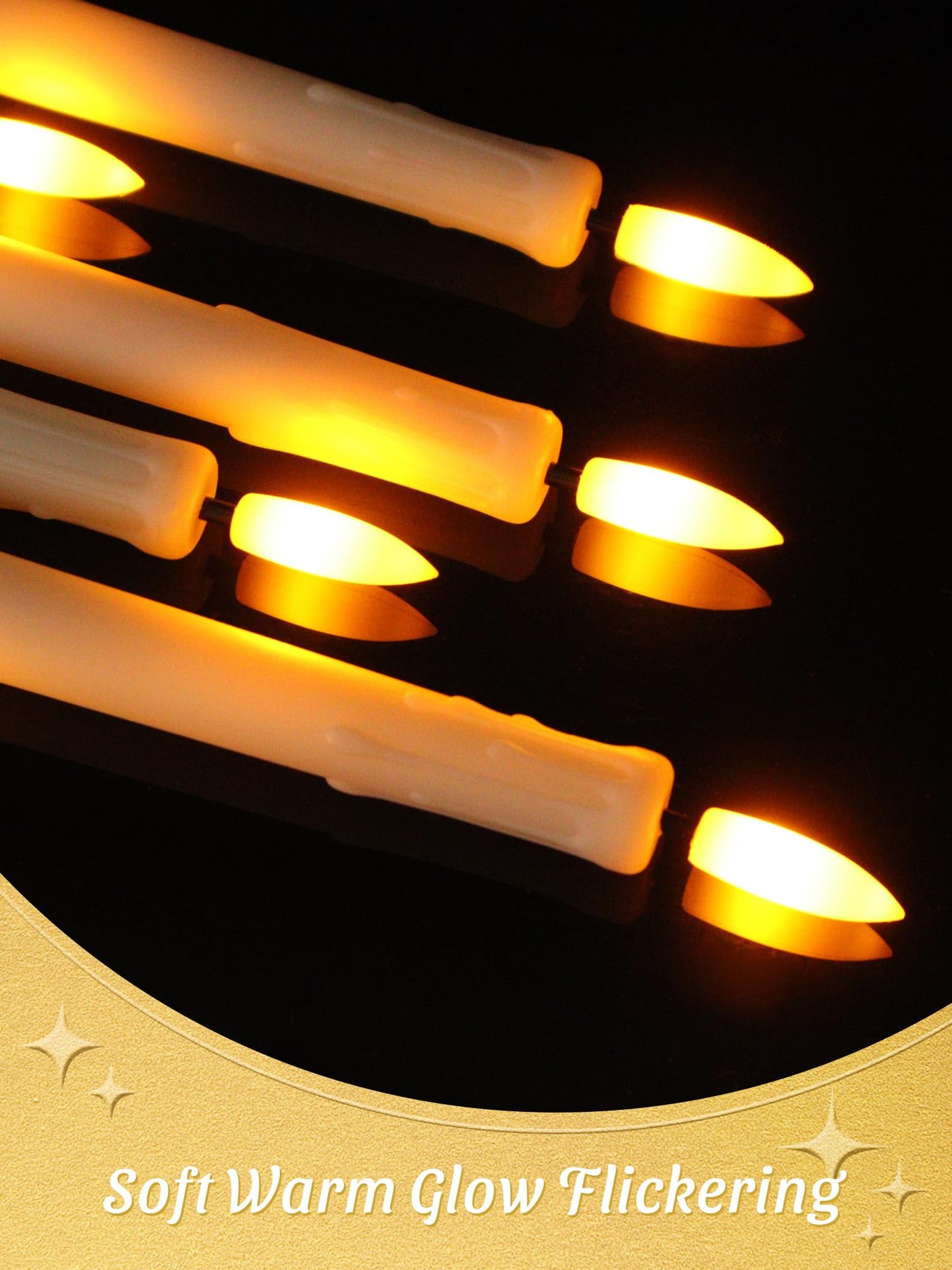 Warmhere 12 Pcs Flameless Taper Candles with Remote Timer, 11" Long Battery Operated Taper Candles, Flickering 3D Flame, Plastic Fake LED Candlesticks for Home Wedding Party Holiday Decor, Ivory