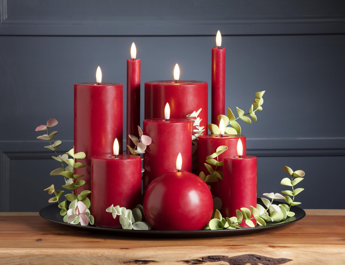 Abbott Collection Wax LED Flameless Pillar Candle - Red (2x4 H)
