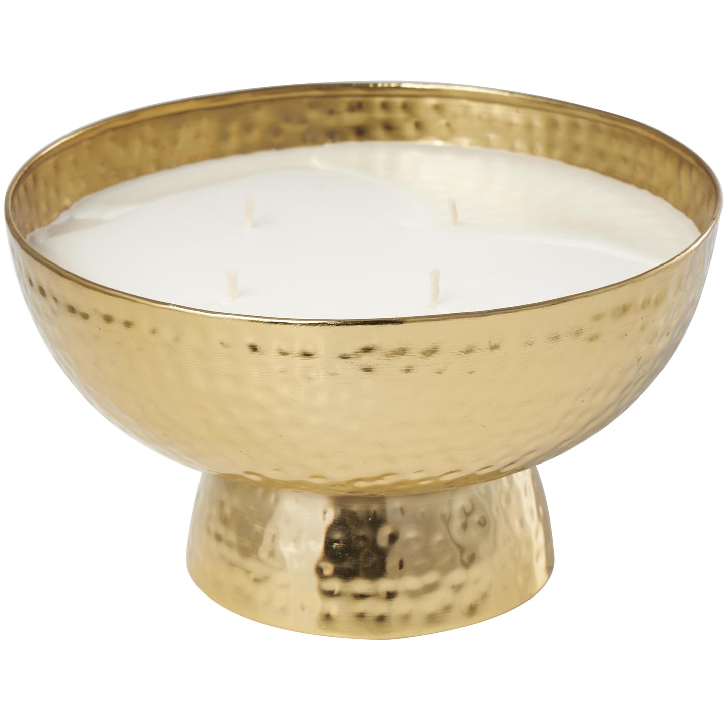 Deco 79 Metal Decorative Candle English Garden Scented Wide Hammered 70 oz 4 Wick Aromatherapy Candle with White Wax, Wax Aromatherapy Candle 10" x 10" x 6", Gold