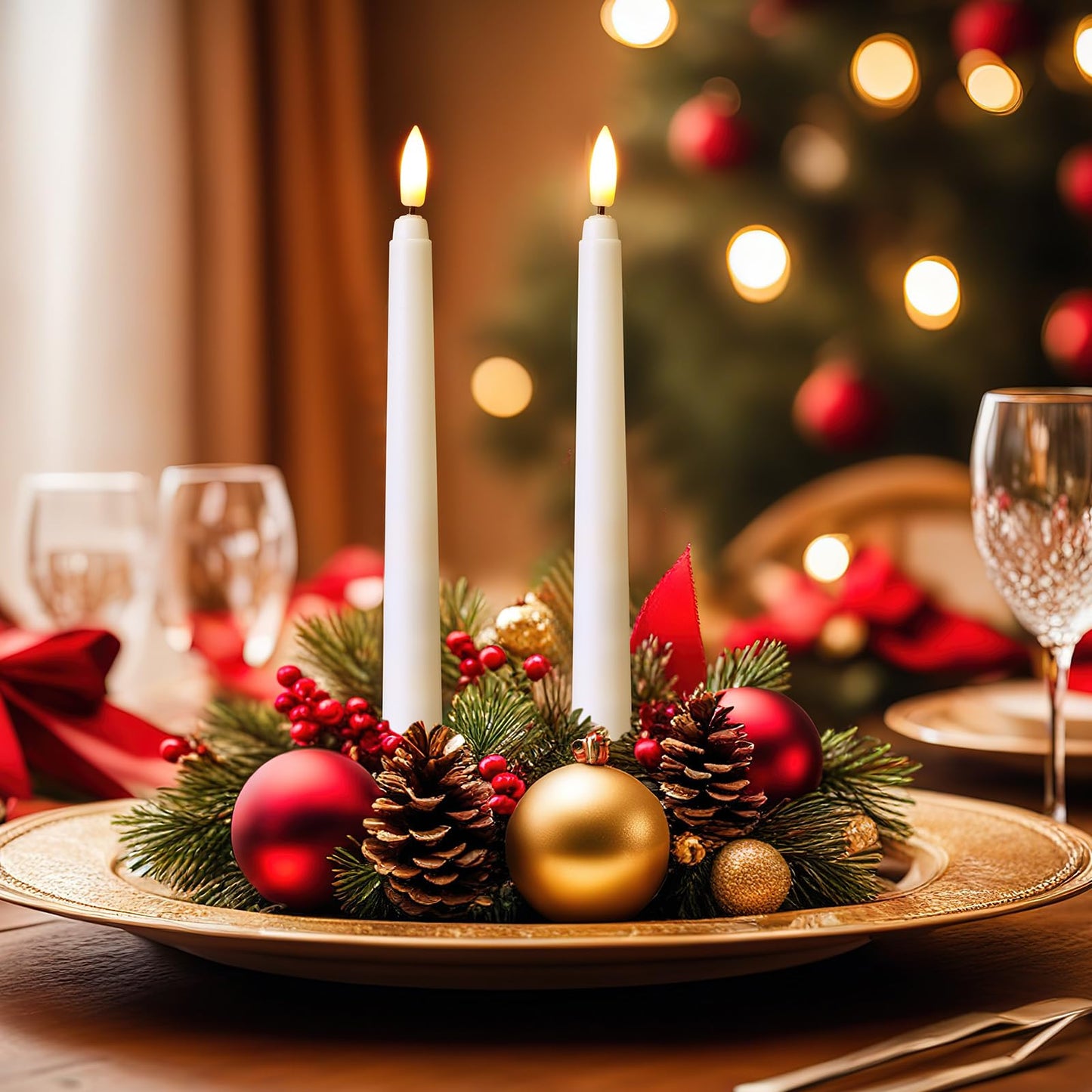Baquler 50 Pcs 8.5 Inch Flameless Taper Candles Battery Operated Taper Candles Bulk LED Flickering White Candlesticks for Wedding Church Table Centerpiece Halloween Christmas Party Decor