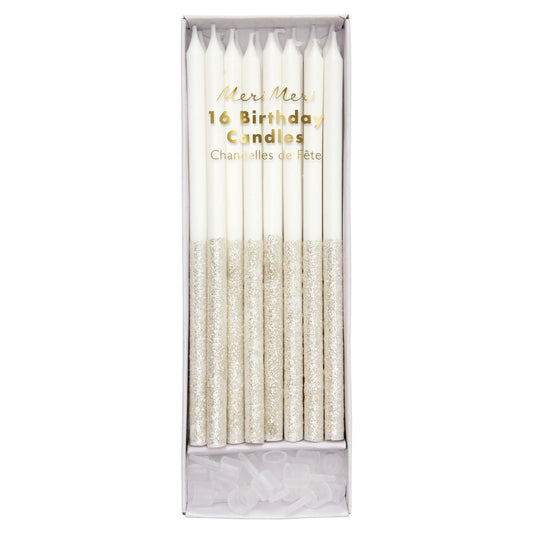 Meri Meri Glitter Dipped Birthday Candles for Cake (Pack of 24), 5.75" Tall, Unscented Meri Meri Candles