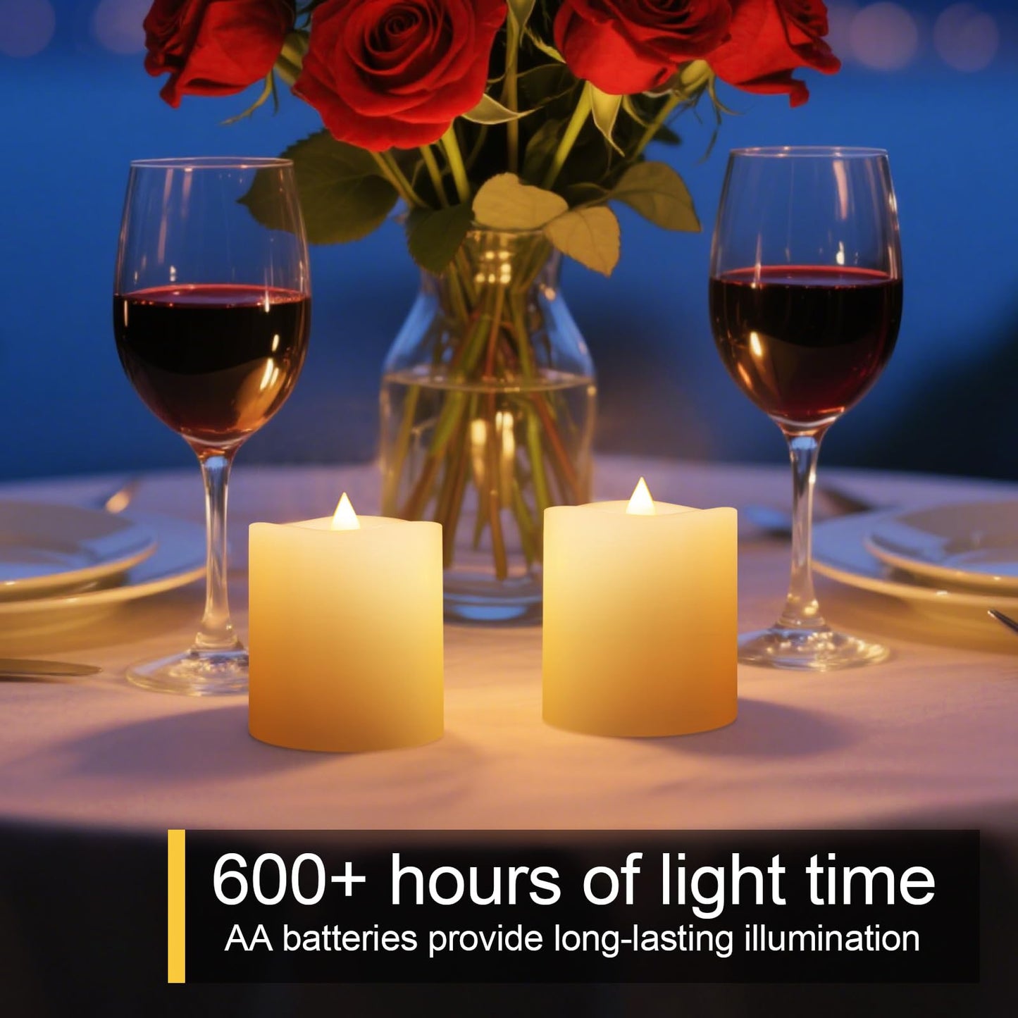 Genwelled Life Plus 3x3 Flameless Candles with Remote Set of 2, 3 inch Battery Candles Flickering with Timer, LED Pillar Candle for Indoor/Outdoor, Lvory White