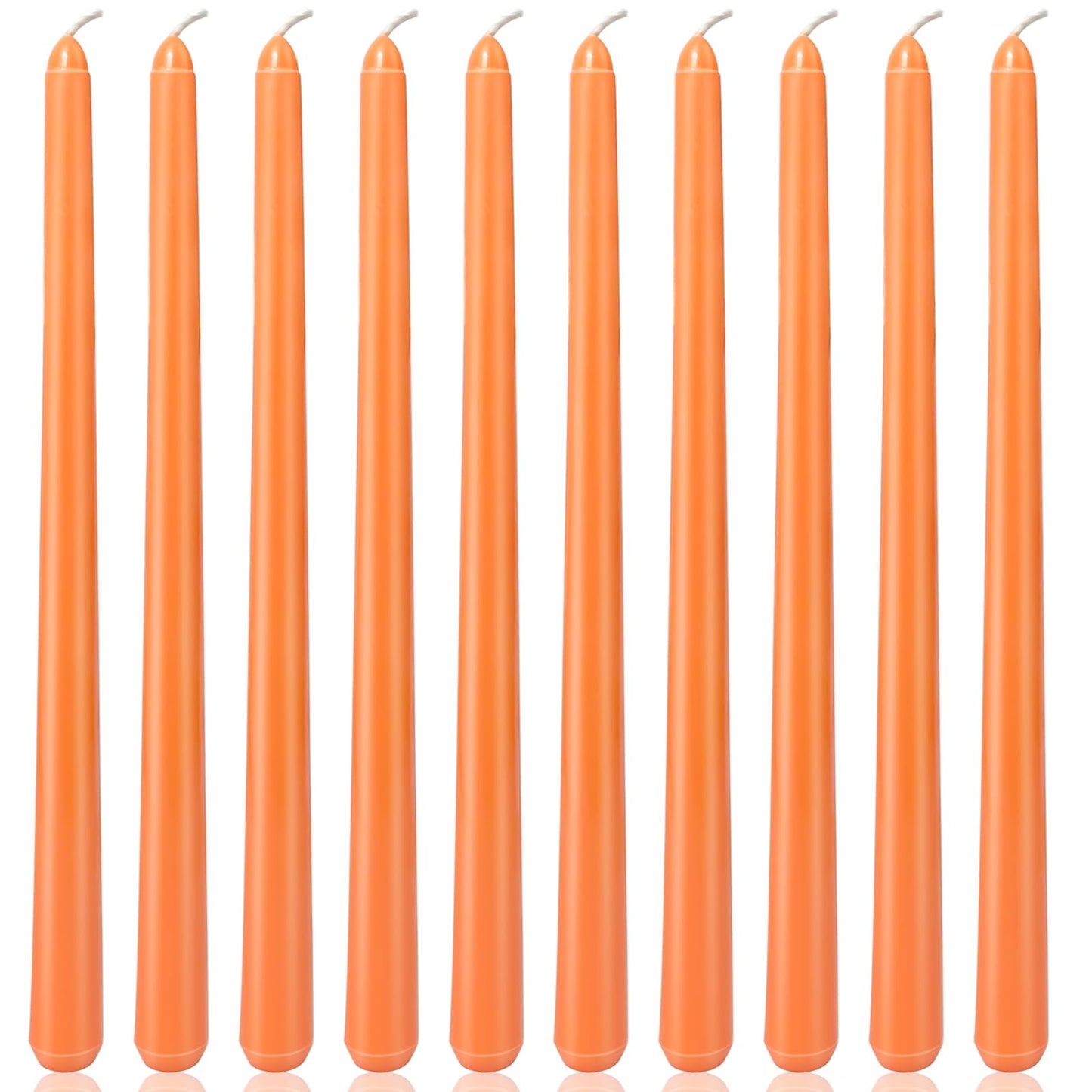 10 Pack 12 Inch Orange Taper Candles – Unscented, Dripless, Smokeless Candlesticks for Halloween, Autumn Decor, Thanksgiving, and Home Celebrations – Long Burning Dinner Candles for All Occasions