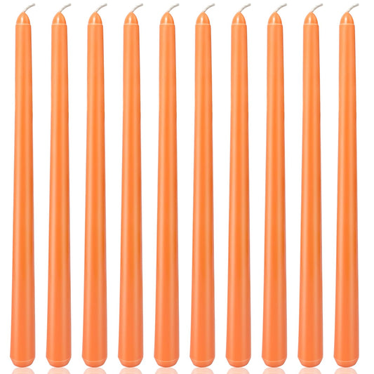 10 Pack 12 Inch Orange Taper Candles – Unscented, Dripless, Smokeless Candlesticks for Halloween, Autumn Decor, Thanksgiving, and Home Celebrations – Long Burning Dinner Candles for All Occasions