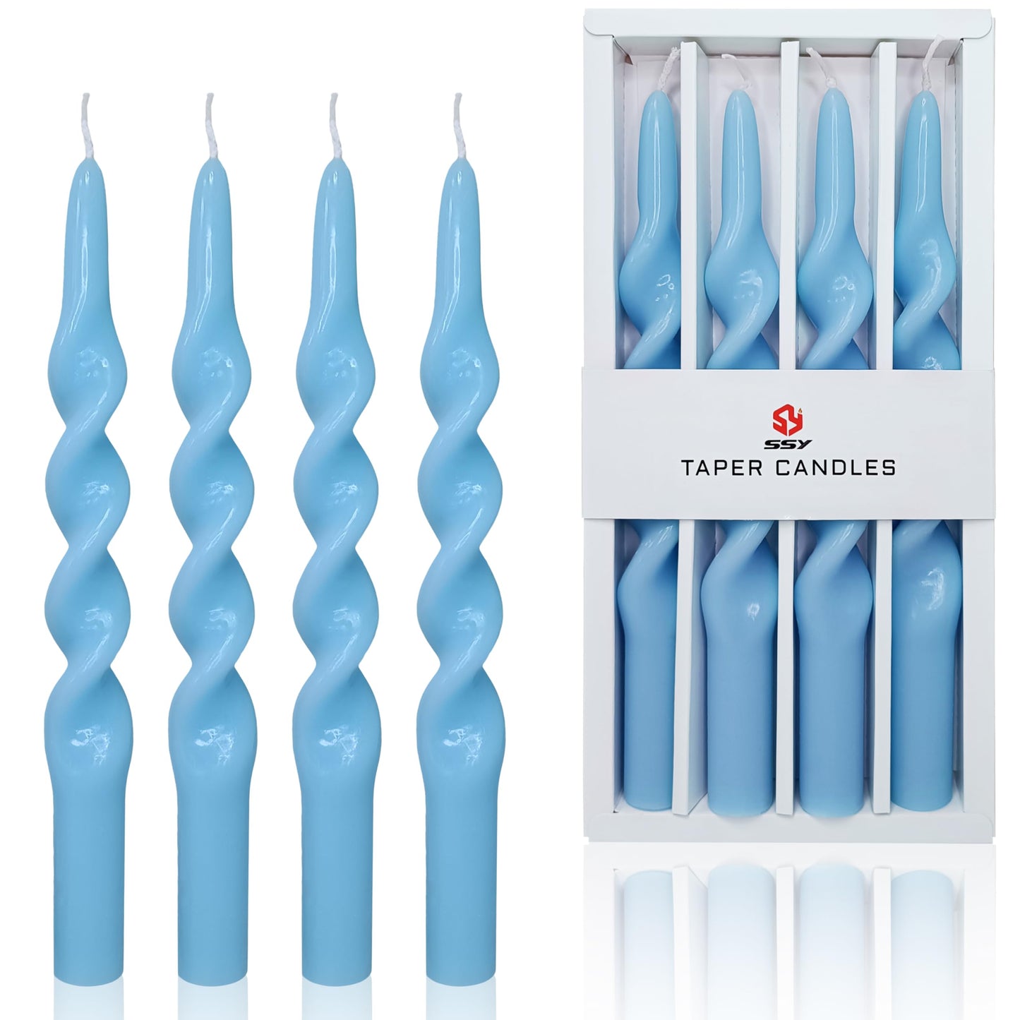 Taper Candles Blue Spiral Candlesticks 4 PCS Handmade Twisted Candle for Dinner Household Wedding Party Home Décor Candlesticks