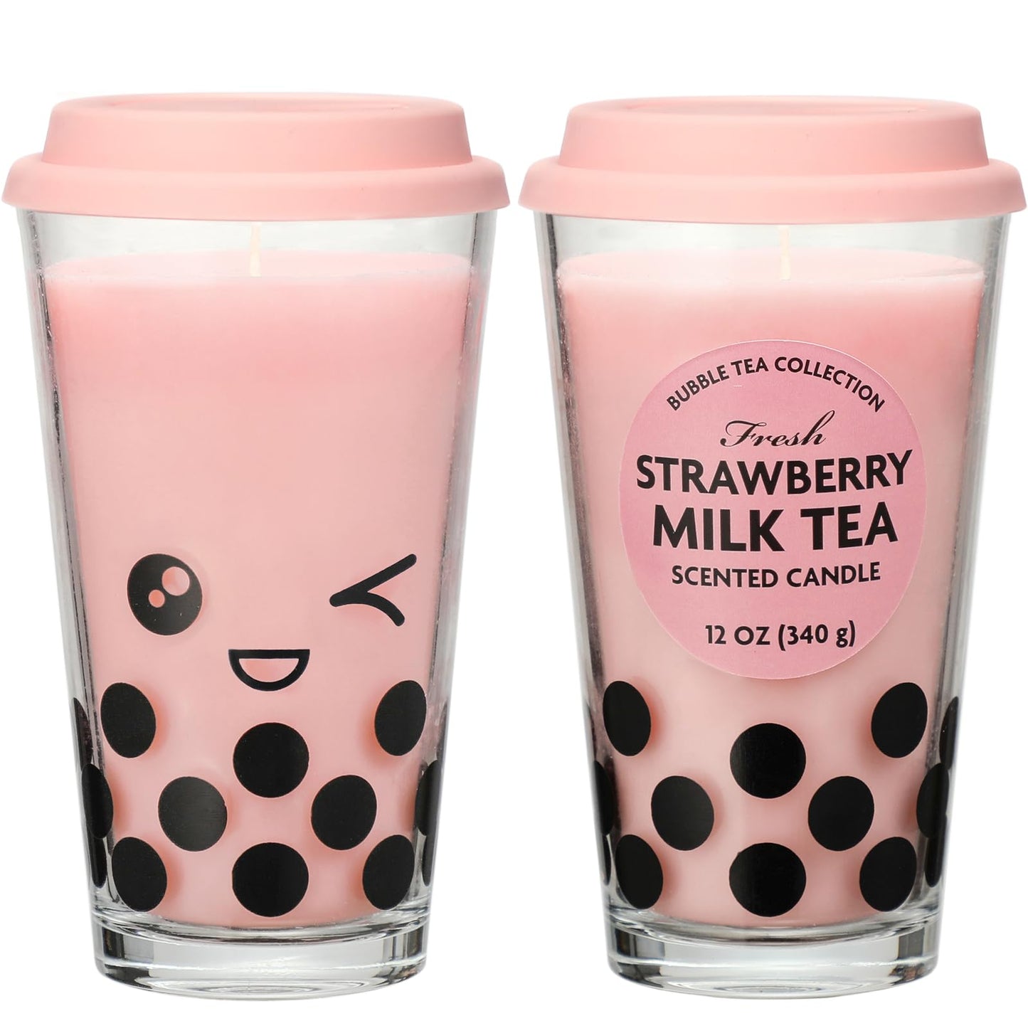 Strawberry Candles,Boba Candle,Strawberry Boba Scented, Valentines Day Galientines Brithday Funny Food Gift Candle for Milk Tea Lovers,12oz