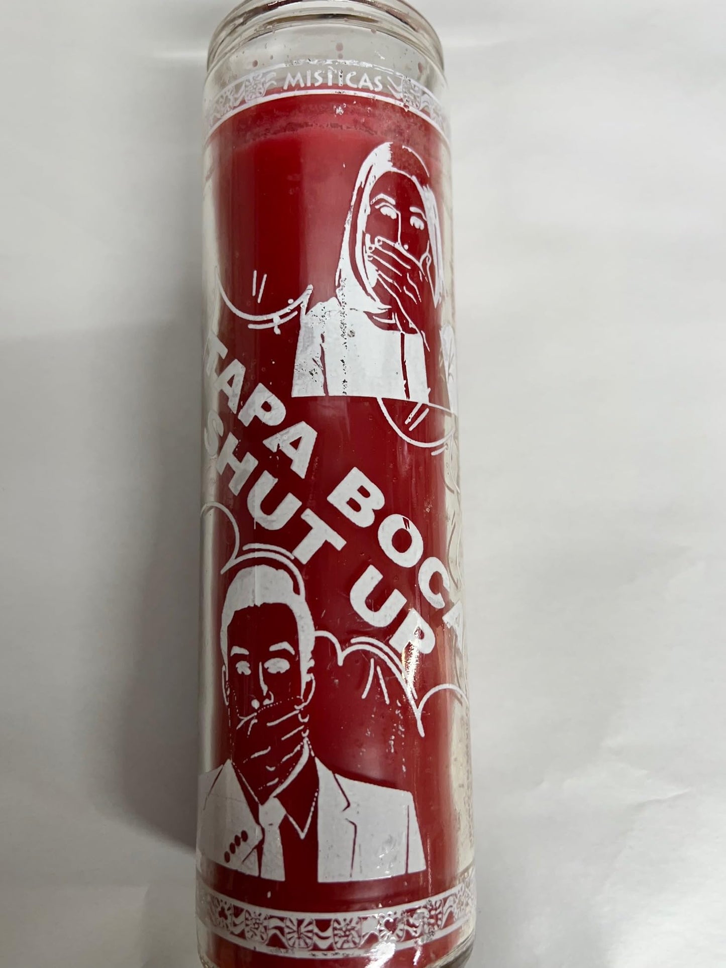 Shut Up (Tapa Boca) 1 Color Unscented Red Pillar Candle in Glass