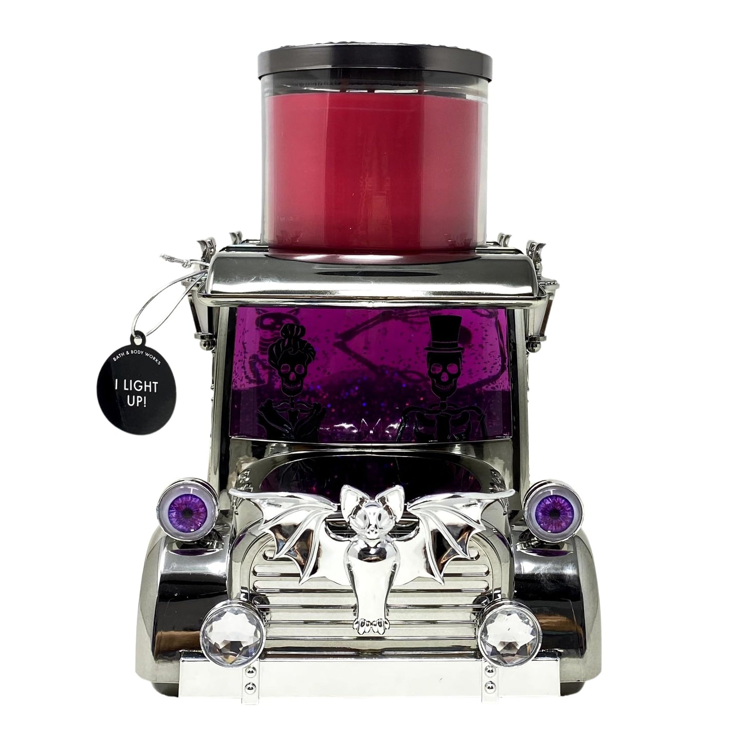 Bath & Body Works Light-Up Hearse Waterglobe 3-Wick Candle Holder with a Natural Oats Sample Soap