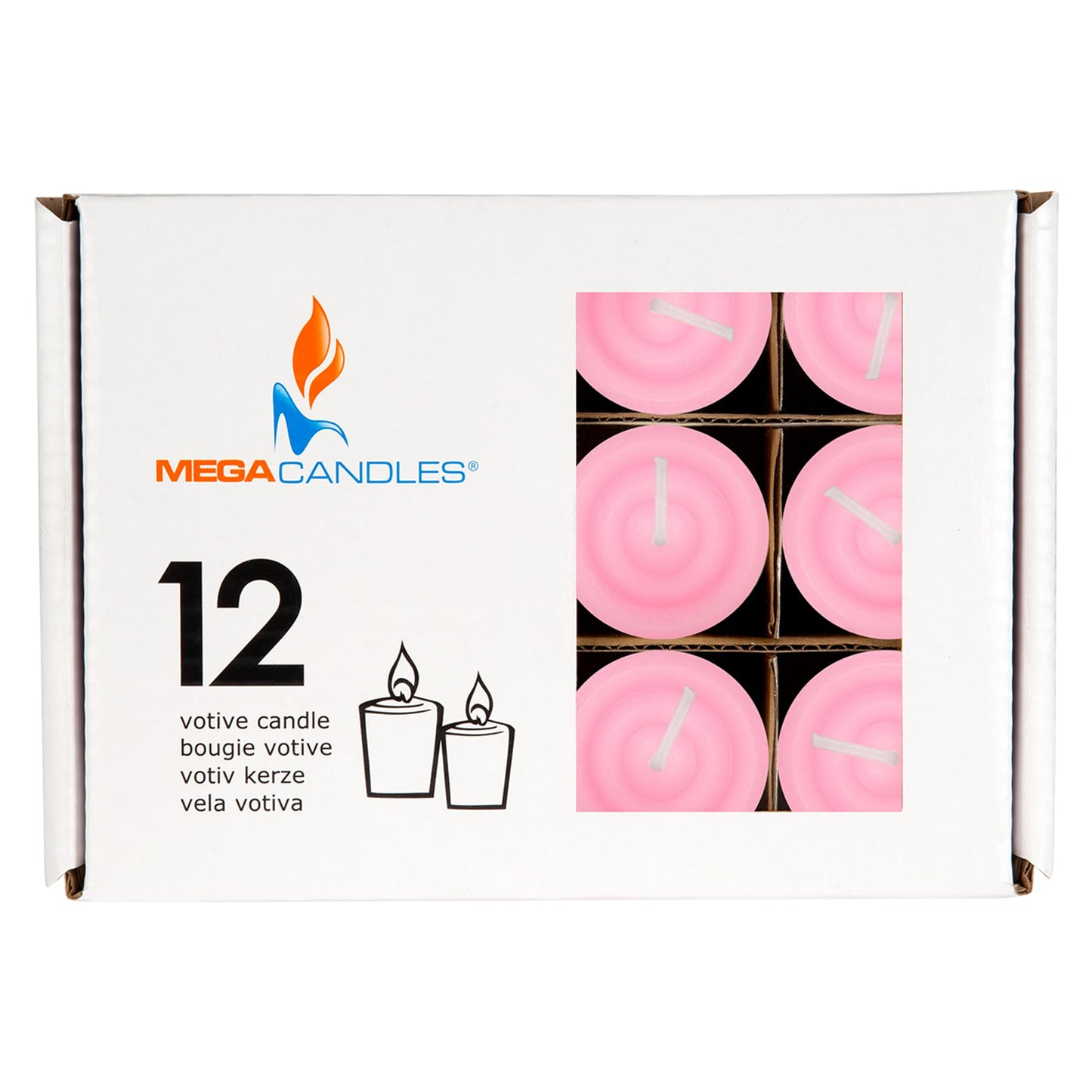 Mega Candles 12 pcs Unscented Pink Votive Candles, Hand Poured Wax Candle 10 Hours 1.38 Inch x 1.5 Inch, Home Décor, Wedding Receptions, Centerpieces, Occasions, Events, Festivities, Meditations
