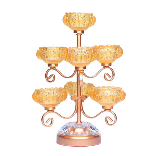 XILIN-1987 Candle Holderss Crystal Glass 10.6 Inch Lotus Candlesticks Holder, Creative Decoration Candlesticks for Home Decoration Candle Stand Wedding Gift Idea Decorative Candlestick (Color : Gold)