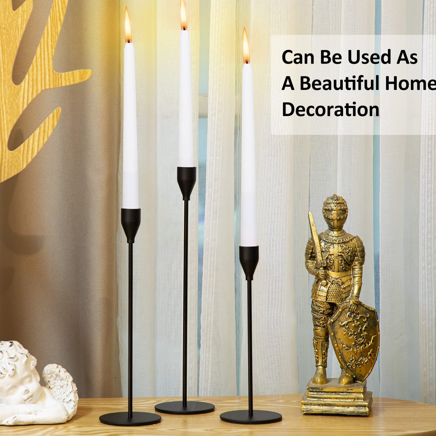 Set of 18 Tall Candlestick Holders Thin Metal Taper Candle Holders for Table Centerpiece Modern Decorative Pillar Candle Sticks Stand for Home Wedding Christmas Decoration(Black)