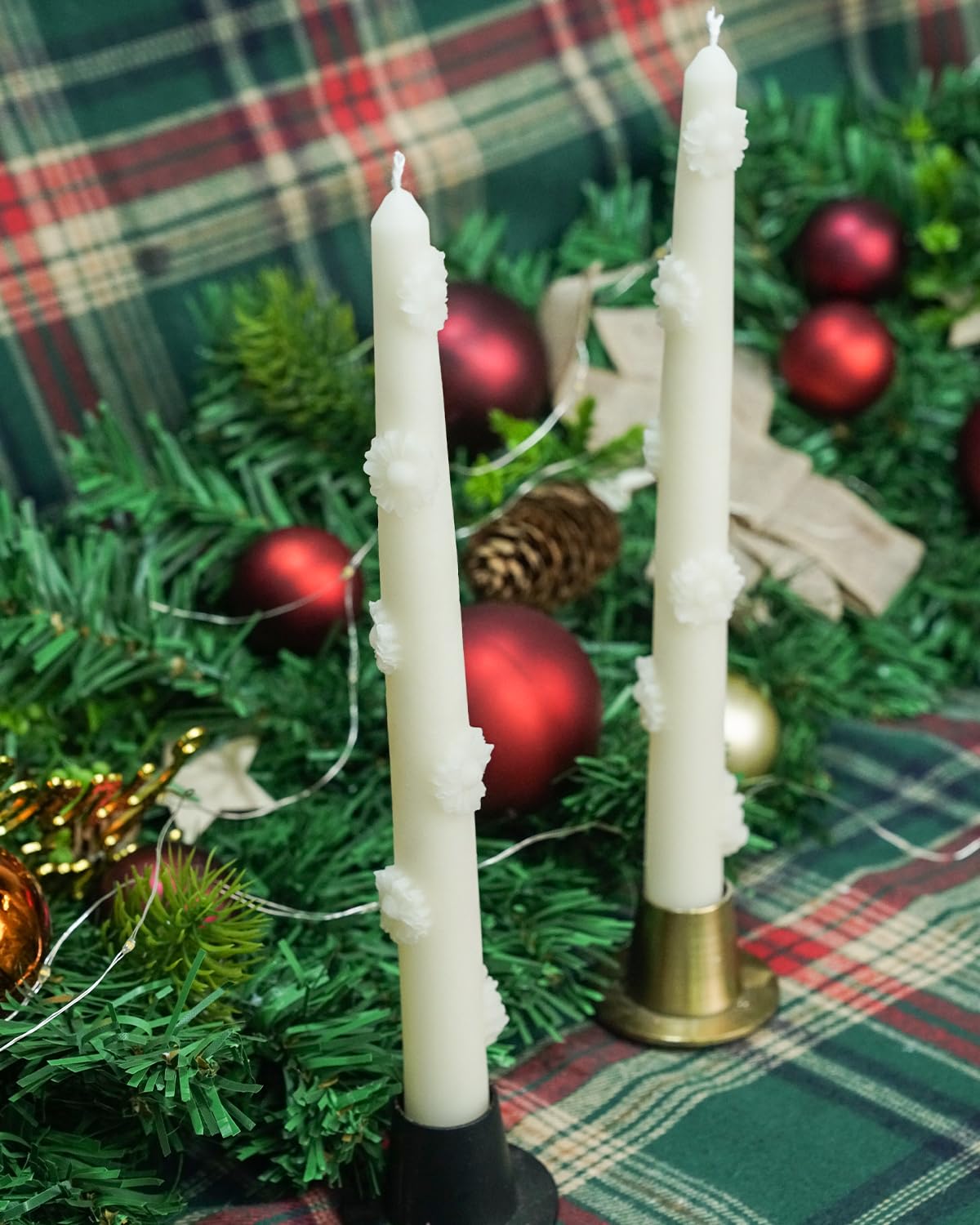 LPUSA White Candlestick Taper Candles Flower Soy Candles Unscented Wedding Party Wax Unscented Dinner Candle Dripless,10 inch,Set of 4,J2