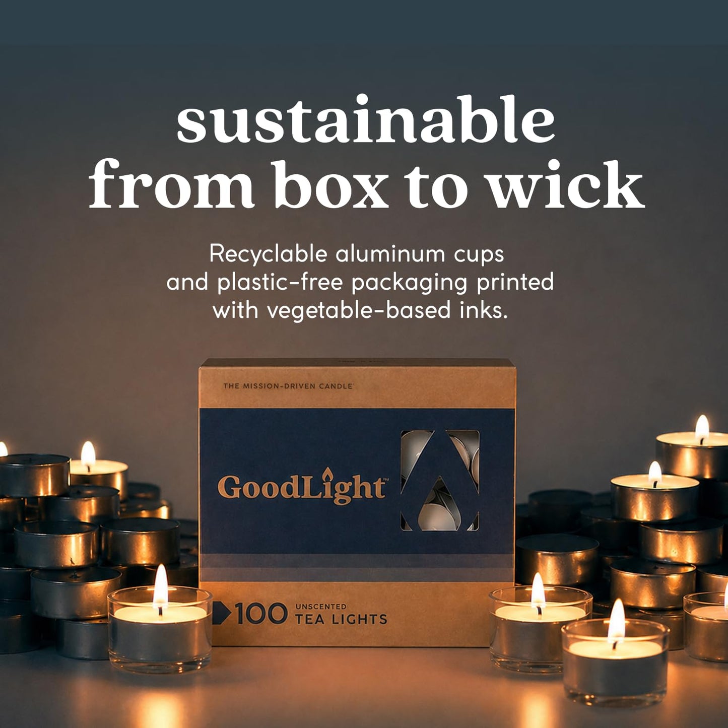 GoodLight Unscented Vegan and Paraffin-Free Tea Light Candles (24 Candles)