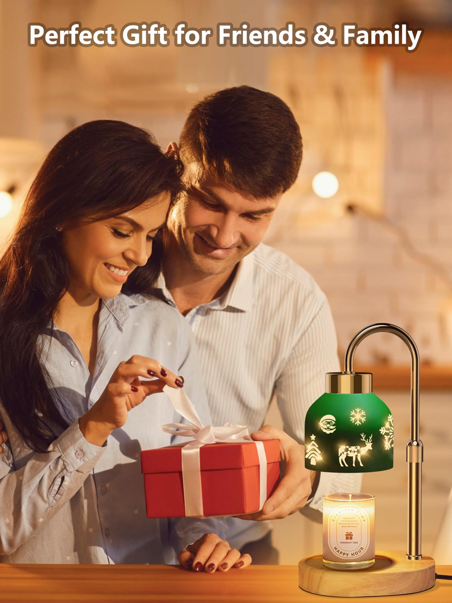 Lukasa, Christmas Candle Warmer Lamp, with Timer and Dimmer, Adjustable Height Candle Lamp, Wax Melt Warmer for Scented Jar Candles, for Women Mom Girls Teens Adults