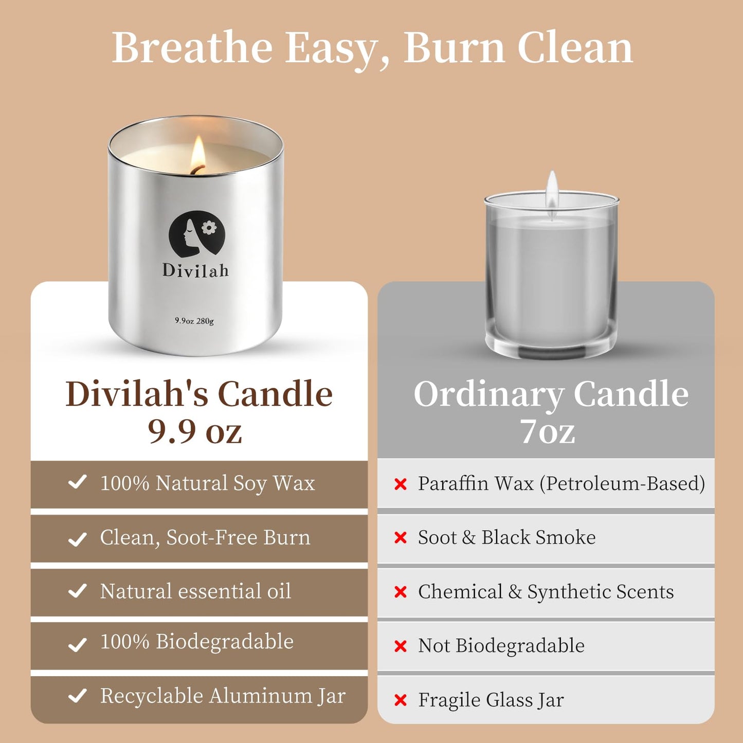 Divilah Scented Candles Set 4 Pack, Lavender & English Pear Freesia, 260H Burn Long-Lasting Natural Soy Wax Candles with Essential Oils for Home Relaxation, Stress Relief, Gifts for Women & Men, 39oz