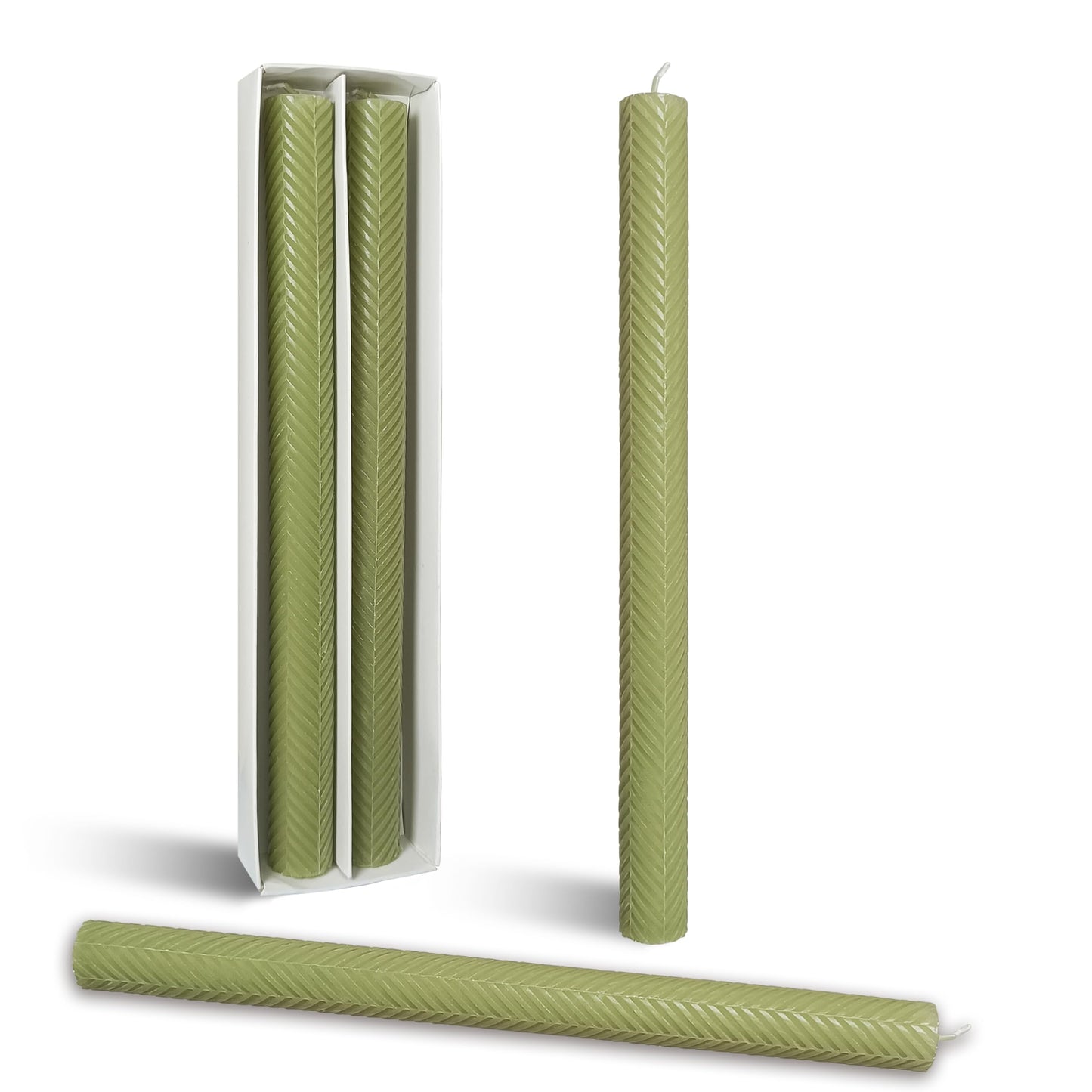 Texture Long Taper Candle Grass Green Unscented Twisted Candlesticks Smokeless Handmade Candle Stick for Wedding Dinner Decor Creative Gifts 2 PCS
