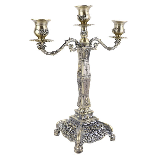 Omquot Vintage Metal Arm Candelabra with Romantic Vibration for Wedding Parties Decoration Durable and Stable Alloy Candle Holder for (Bronze Three