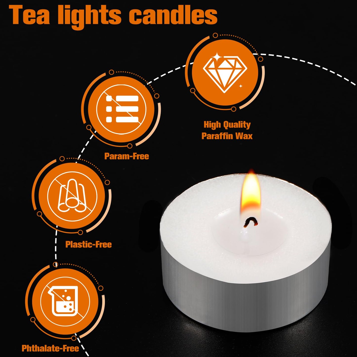 Erinnmy 100 Pack Tea Light Candle,Unscented Tealight Candles,6 Hours Long Burning White Tealights,Tea Candles Bulk Burn Evenly,Small Tea Candle for Emergency Dinner Home Weddings