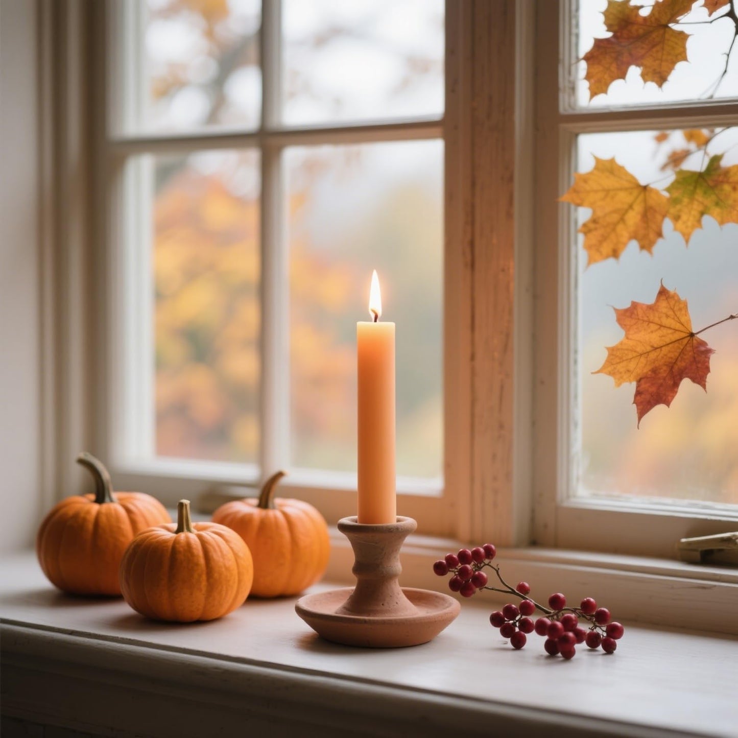12-Pack Light-Orange Taper Candles, 10 Inch Unscented Dripless Candlesticks, Long-Lasting Burn Time of 7-8 Hours, Perfect for Fall Harvest Halloween Thanksgiving Dinners Parties and Home Décor