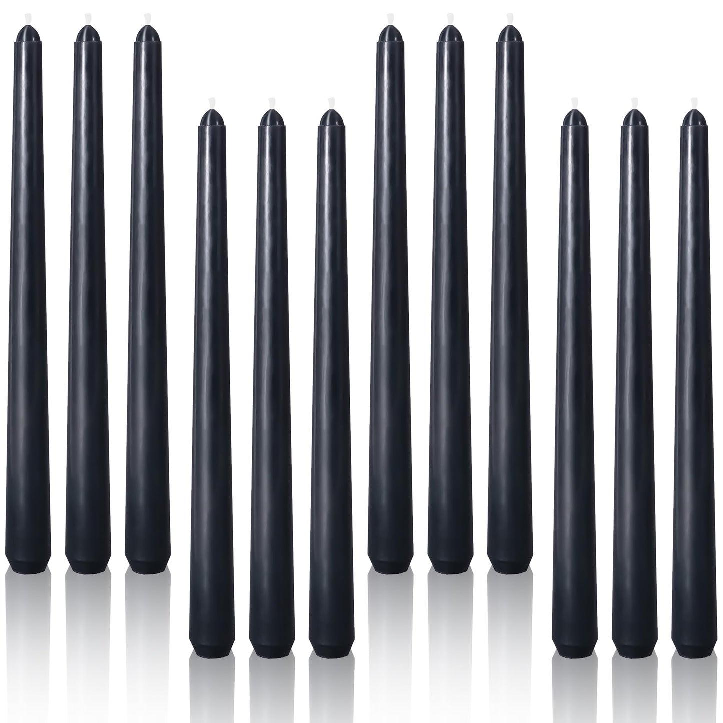 Viyffo Taper Candles, 10 Inch, 12 Pack, Velvet Matt Black – Unscented, Dripless & Smokeless Design, Up to 8 Hour Burn – Long Tall Taper Candlesticks for Wedding, Dinner & Home Decor