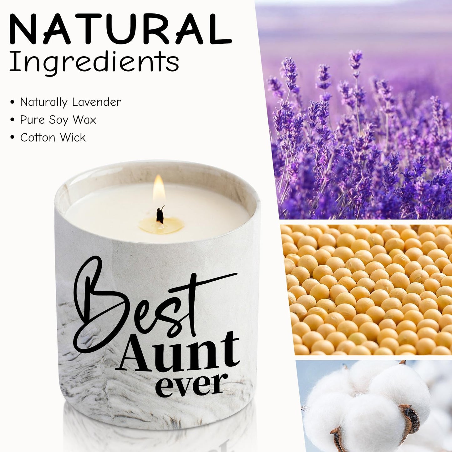 Aunt Gifts - Scented Best Aunt Ever Candle for Christmas, Birthday, Wedding and Mother's Day - 6 Oz Ceramic Candle From Niece and Nephew