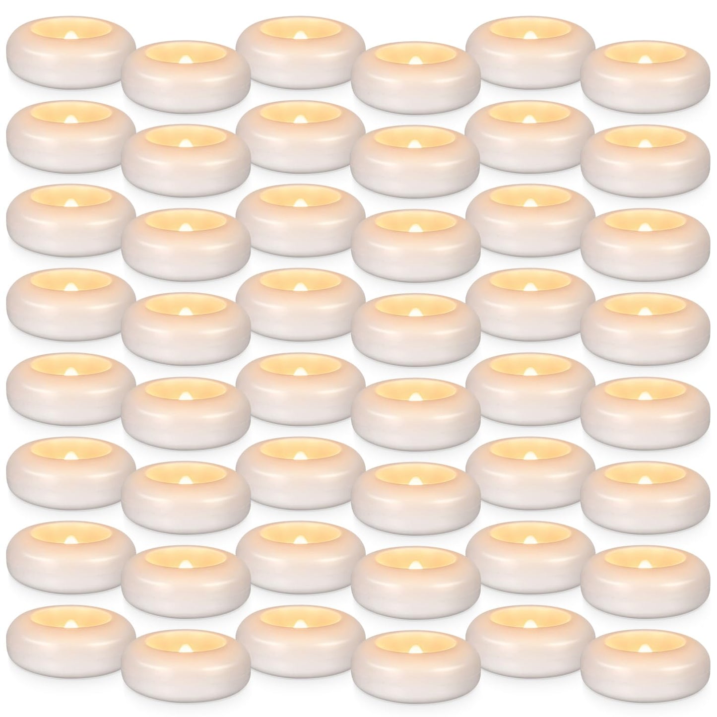 CAKETYCG Set of 48 Waterproof Flameless Floating Tealights, 120+ Hour Warm White Battery Flickering LED Tea Lights Candles - Wedding, Party, Centerpiece, Pool & SPA...