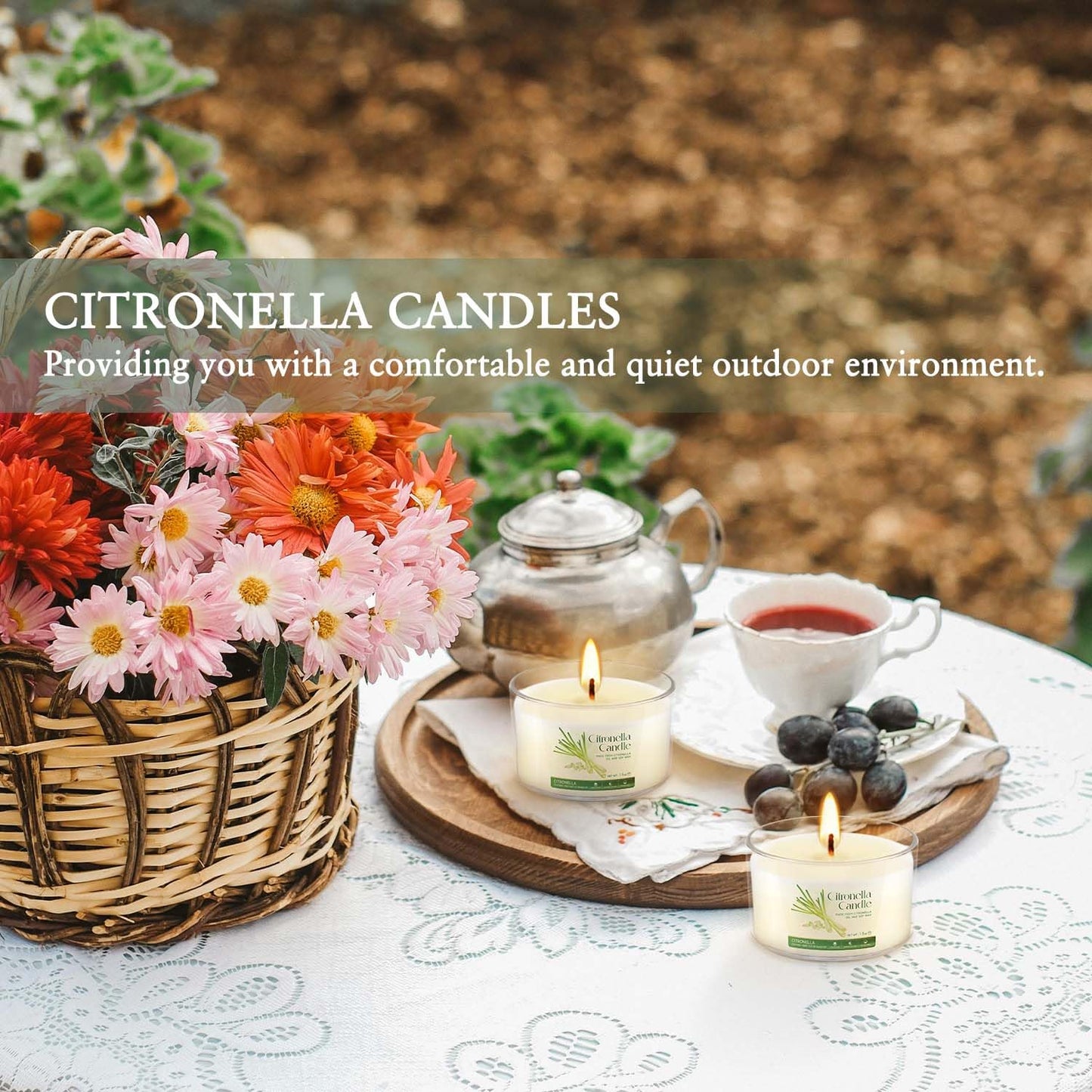 CAKETYCG 40-Pack Citronella Scented Tealight Candles -Outdoor Candles Natural Soy Wax Candle Bulk, Smokeless & Long-Lasting for Yard, Picnic, Camping Outdoor Comfort.