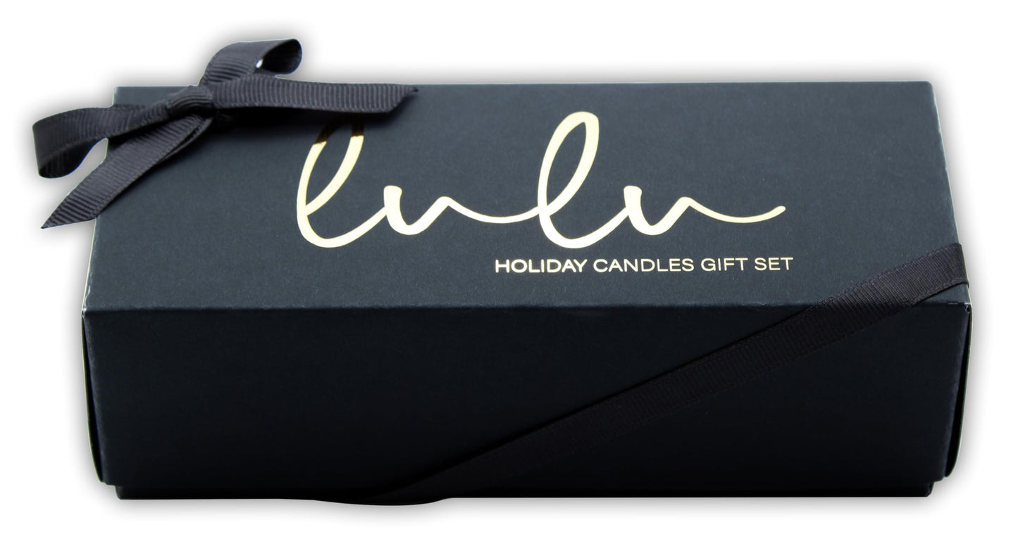 Lulu Candles | Holiday, Pineapple Evergreen, Pumpkin Chai | Luxury Scented Soy Jar Candle | Hand Poured in The USA | Highly Scented (Holiday Gift Set - 3 PC, 2.7 Oz. Votives)