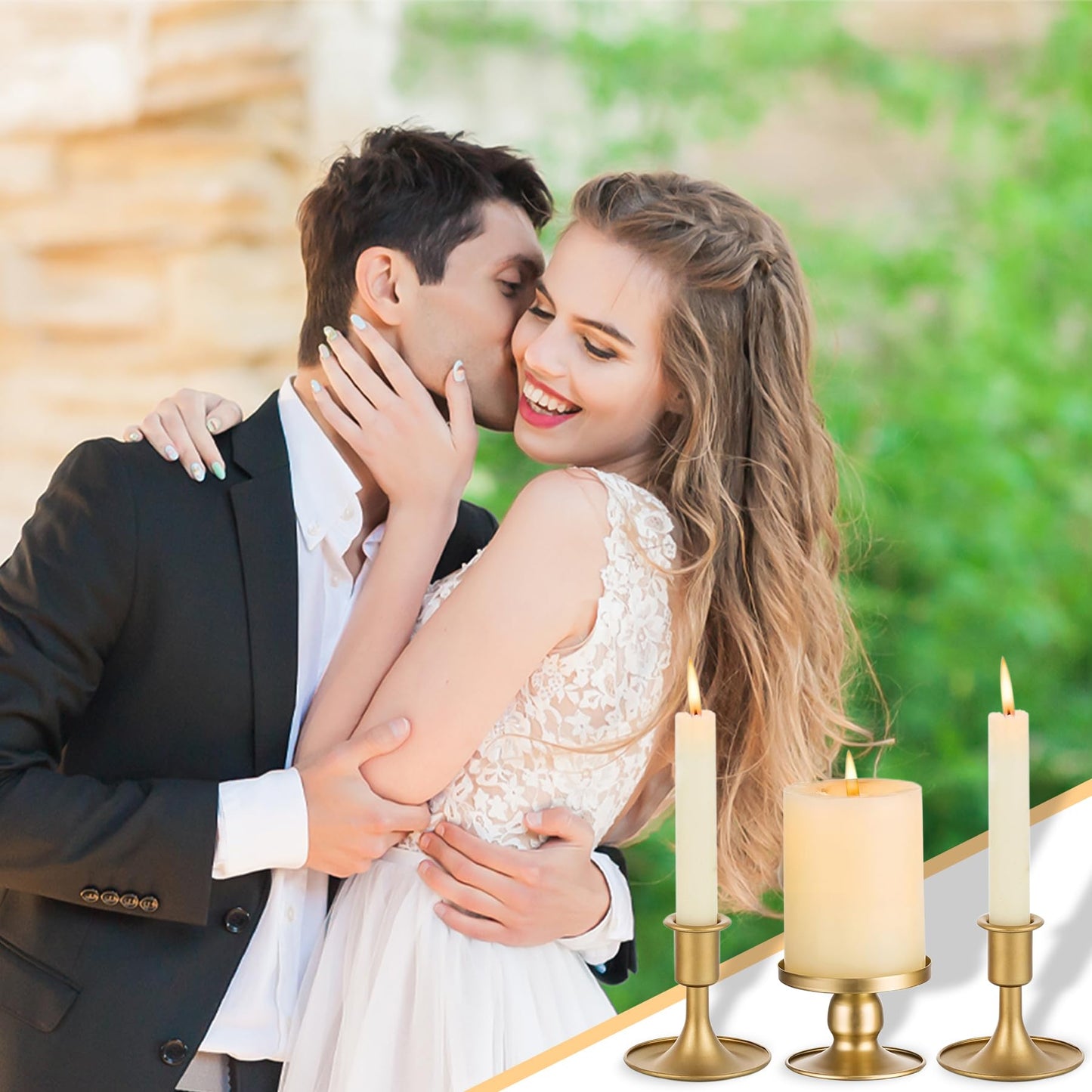 Unity Candle Holder - Gold Unity Candle Holders for Weddings, Metal Gold Unity Candlestick Holder Set of 3, Decorative Unity Candle Stand for Wedding Ceremony Table Centerpiece Decoration Gift