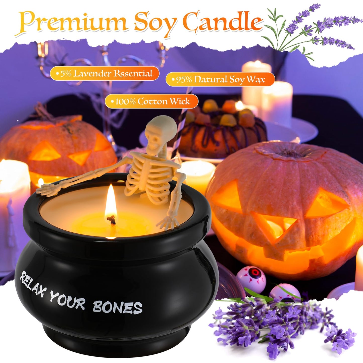 Skeleton Candle Halloween Decorations Indoor, Halloween Skeleton Candles for Gothic Party, Holiday Gift, Home Decor Indoo, Gag Birthday White Elephant Gifts Witchy Gifts for Women Men Friends
