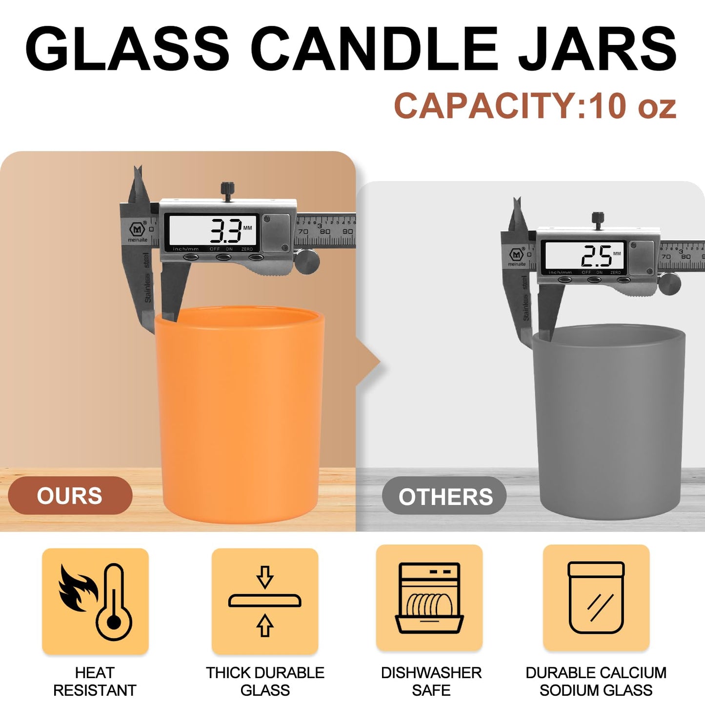 SHOWIN 10 OZ Thick Candle Jars for Making Candles 15 Pcs, Empty Jars with Wood Lids for Candle Making, Sample Container, Fall
