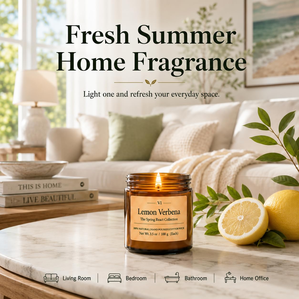 12 Pack Summer Scented Candles, 3.5 oz Amber Glass Jar Soy Candle Set, 8% Essential Oil Blend, Gifts for Women Birthday Housewarming