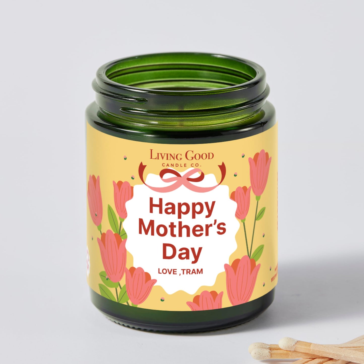 Personalized Message Pure Beeswax Candle for Her & Him - 3 Scent Choices: Palo Santo - Coastal Breeze - Tranquility - Non-Toxic & Pet Friendly - Gift for Wife Girlfriend Mom Dad - 5.5 OZ