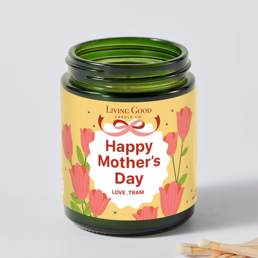 Personalized Message Pure Beeswax Candle for Her & Him - 3 Scent Choices: Palo Santo - Coastal Breeze - Tranquility - Non-Toxic & Pet Friendly - Gift for Wife Girlfriend Mom Dad - 5.5 OZ